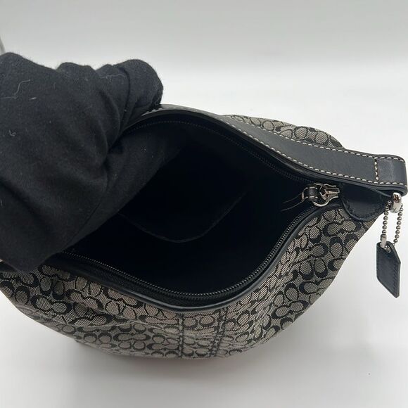 COACH SOHO MINI SIGNATURE MONOGRAM LOGO BLACK TOP HANDLE SHOULDER BAG - Picture 9 of 9
